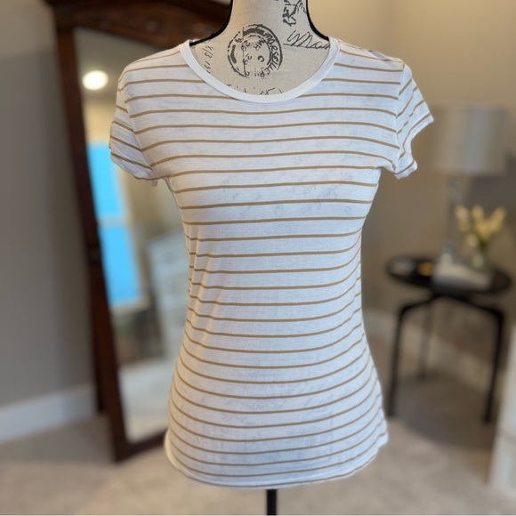 Universal Thread White and Tan Striped Tee - Picture 1 of 7